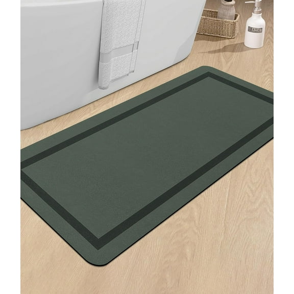 Bathroom Mat Rugs Large 48x20, Ultra Thin Magic Mat Bathroom Rug Non Slip Bath Rugs Quick Dry Absorbent Bath Mats for Bathroom Floor, (Dark Green, 48"x20")