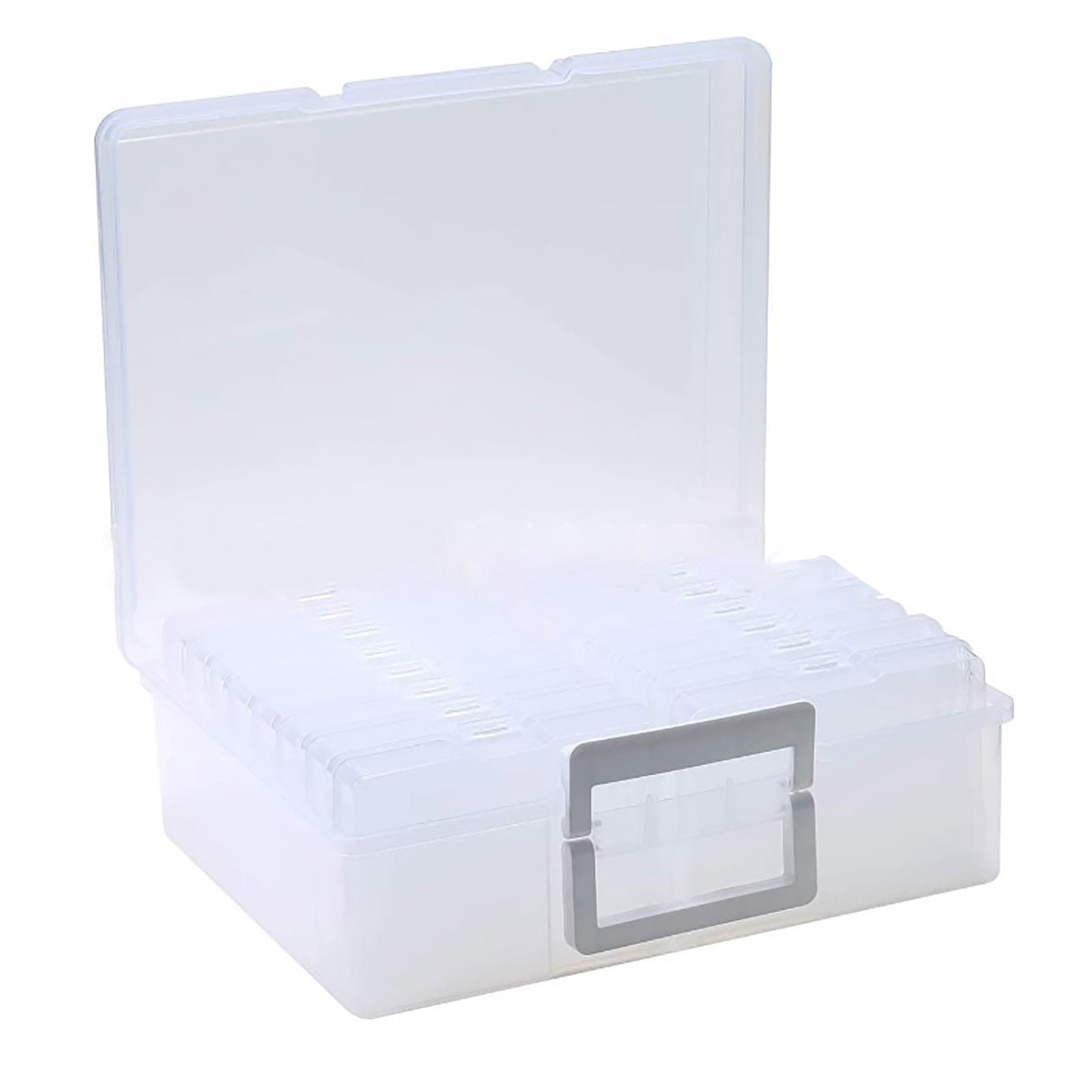 Happydeer 16pcs Acrylic Storage Box and 1 Big Storage Bins, Photo Container for 6.7 x 4.75 inches photos, Accommodates 80-100 pcs/box, Dustproof Transparent Box for Picture, Jewelry, Parts