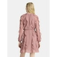 thumbnail image 3 of Time and Tru Women's and Women's Plus Belted Ruffle Mini Dress, Sizes XS-4X, 3 of 5