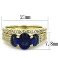 thumbnail image 2 of Luxe Jewelry Designs Women's Gold IP Stainless Steel Engagement Ring with Synthetic in Montana Blue, 2 of 4