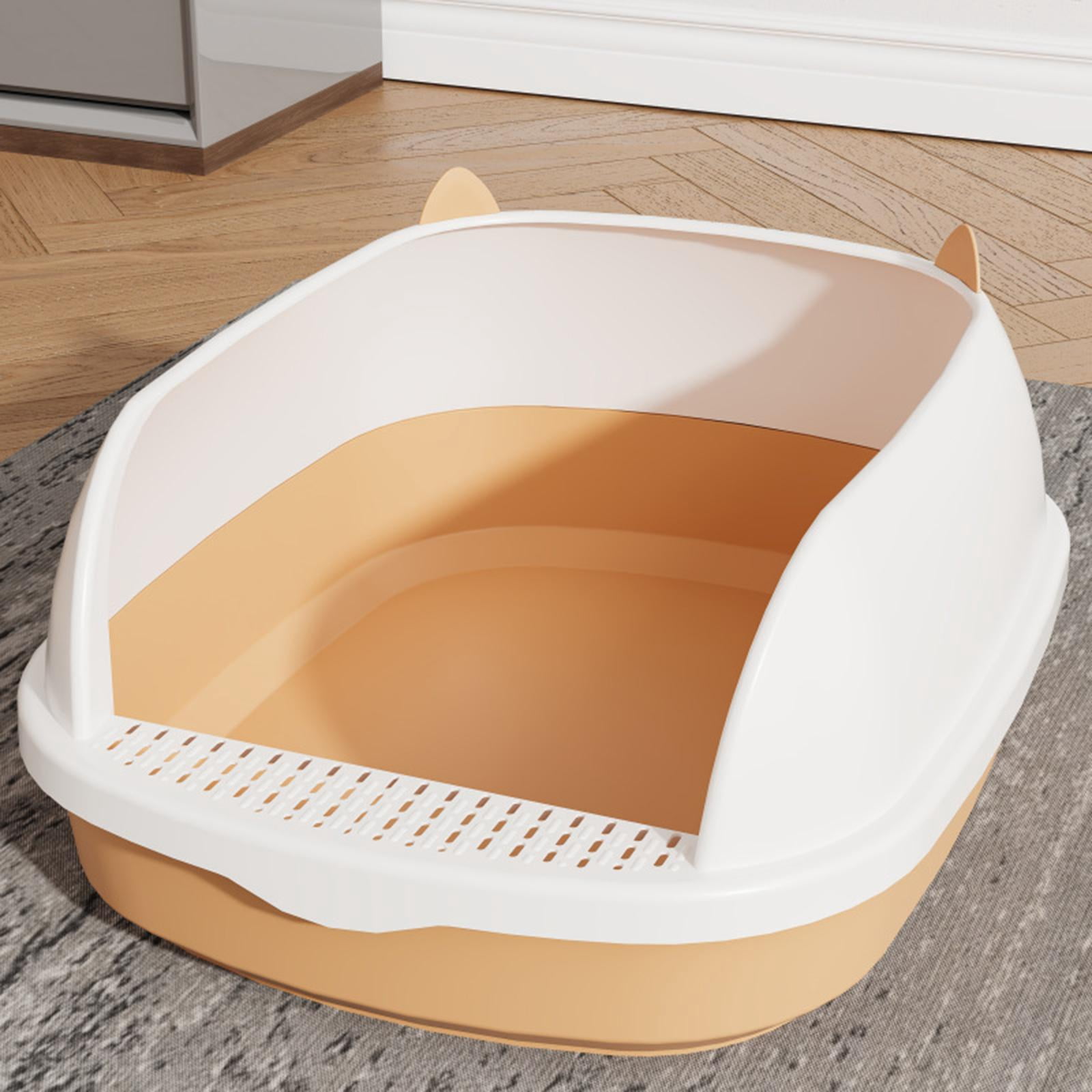 Cat Potty Toilet Pan Durable Semi Enclosed Sandbox Portable Pet Litter Tray Cat Bedpan for Travel Kitten Pet Supplies Rabbit Pink L
