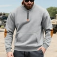 thumbnail image 5 of Mens Fleece Lined Sweatshirts with Pocket and Zipper Stand Collared No Hood Shirts Casual Long Sleeve Solid Color Pullover Work Sweatshirt Tops, 5 of 8