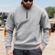 thumbnail image 5 of pstuiky camisas de manga larga para hombre, Blusa/camisa informal y moderna de color liso con cuello alto, manga larga y bolsillo con cremallera para hombre camisetas de hombre xl, 5 of 9