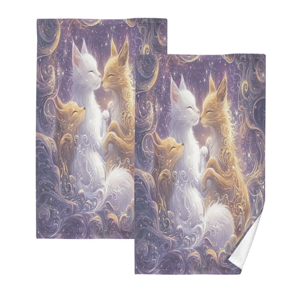 BZSMCE Face Towel Hand Towel Bath Towel Cotton Bath Towel Sets Hand Bath Towels Fashion Cats Embracing in Cosmic Swirls Pattern
