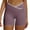 Purple, variant on Biker Shorts for Women Cross Waist Yoga Workout Spandex Shorts Tummy Control Soft Athletic Running Gym Shorts