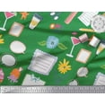 thumbnail image 3 of Soimoi Green polyester Crepe Fabric Food & Headphone Food Print Fabric by the Yard 42 Inch Wide, 3 of 3