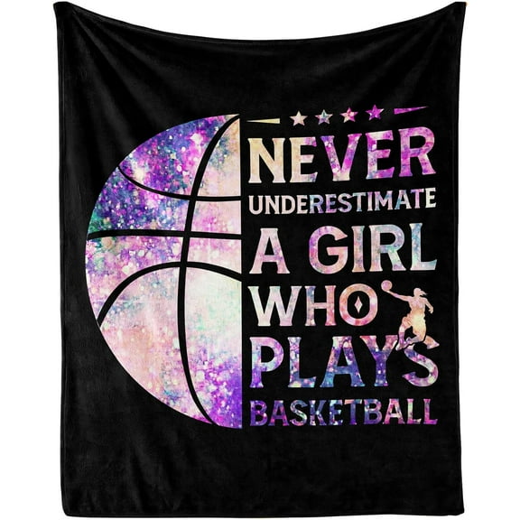 Basketball Throw Blanket, 50" x 40" Flannel Cool Basketballs Themed Printed Stuffed Plush Black Blankets, Soft Nap Throw Blanket for Home Boys Girls Women Basketball Lovers Gifts