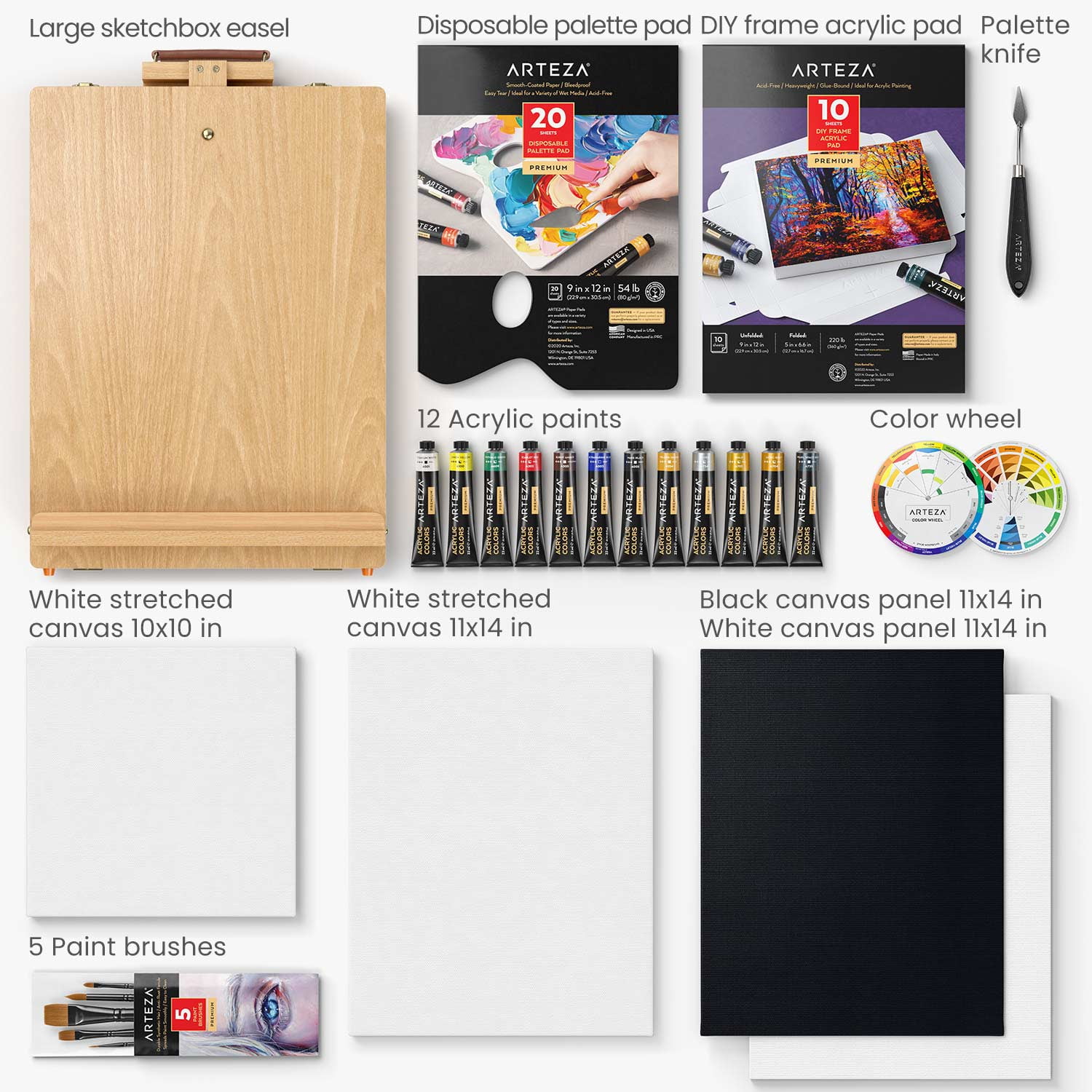 Arteza Large Acrylic Art Set, Artist Painting Kit