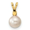 thumbnail image 4 of 14k 6-7mm White Round Akoya Saltwater Cultured Pearl and .10 Carat Diamond Post Earrings and Pendant Set XF399SET, 4 of 5
