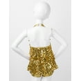 thumbnail image 4 of Yartina Girls Sparkly Sequined Tiered Halter Dance Dress Backless Leotard Tutu Skirt Gold 4, 4 of 7