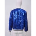 thumbnail image 4 of YUUMIN Kids Girls Metallic Hip Hop Jazz Jackets Long Sleeve Zip-up Outerwear for Performance Royal Blue 8, 4 of 6