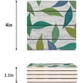 thumbnail image 3 of FMSHPON Green Leaves on Wood Plank Set of 4 Coaster for Drinks, Absorbent Ceramic Stone Coasters Cup Mat with Cork Base for Home Kitchen Room Coffee Table Bar Decor, 3 of 4