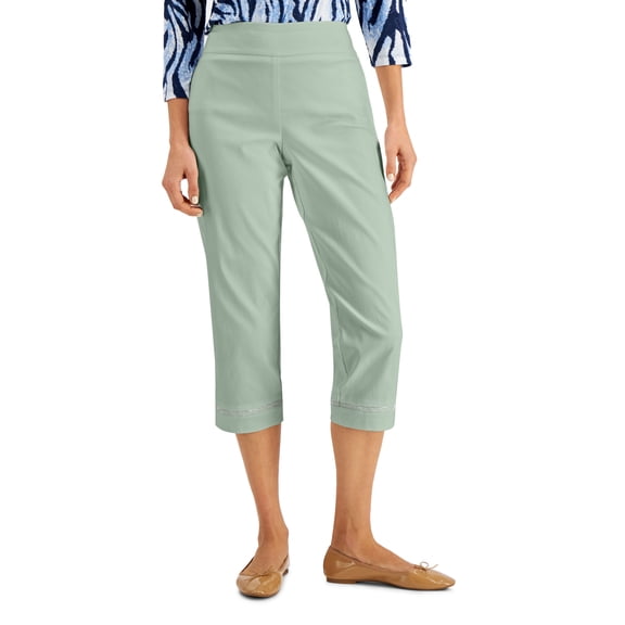 JM Collection Crystal Cuff Capri Pants Enchant Mint M