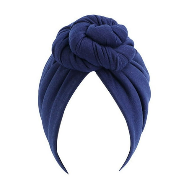 pitrice Turban 2 Layers Knot Muslim Hijab Stylish Spiral Cover Beanie Wide Head Wrap Fashion Caps Bonnet Styling Accessories Navy