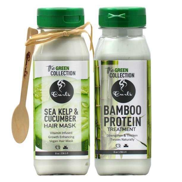 Curls Green Collection Green Tea Rinse 8oz + Bamboo Protein Treatment