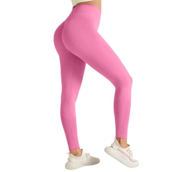 Riforla Womens Leggings Peach High Waist Seamless Yoga Pants Fitness Meditation Athleisure Womens Tights Hot Pink L