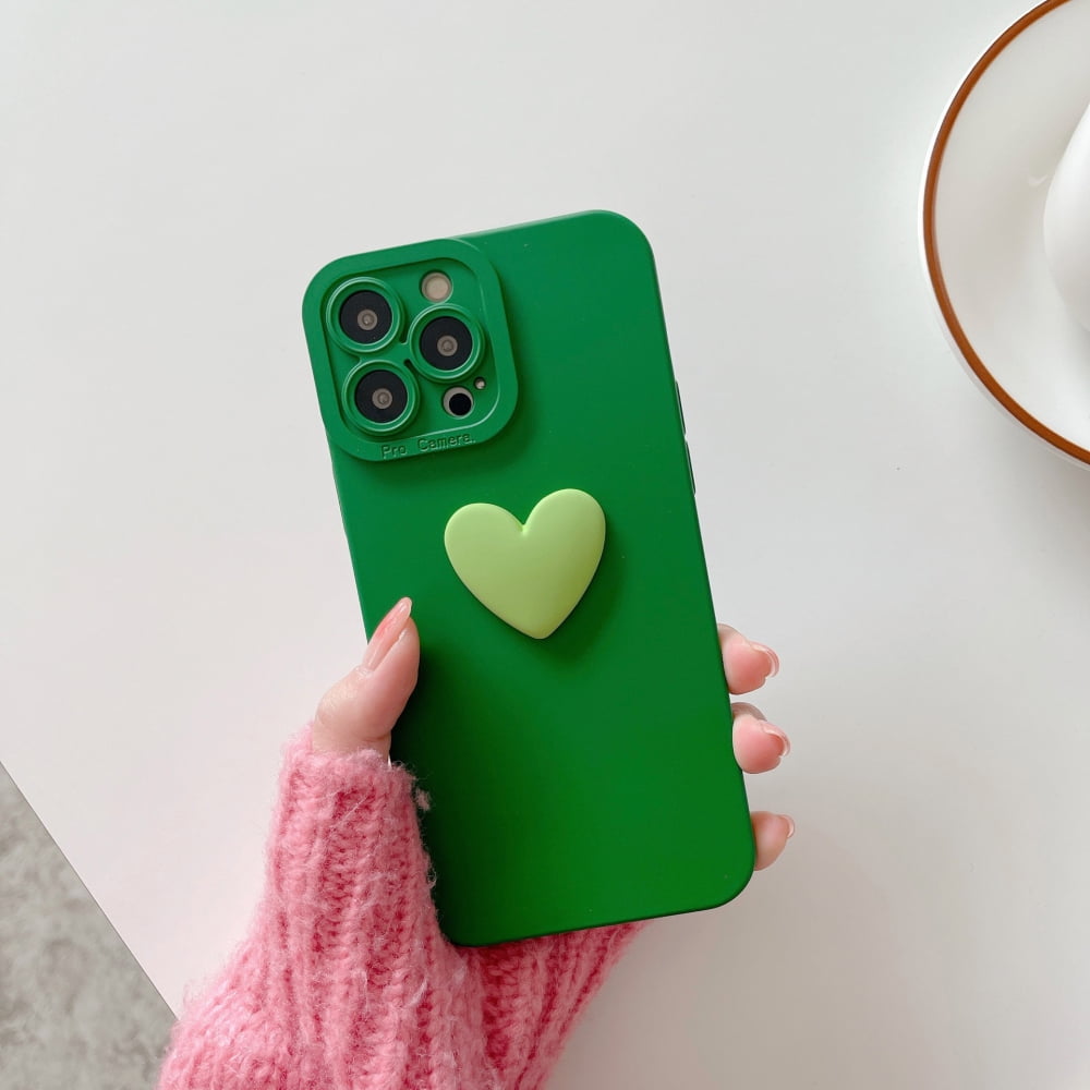 Compatible with iPhone 13 Pro Case Square, Cute Shockproof Silicone Love  Heart [Camera Lens Protection + Reinforced Corners] Shockproof TPU Edge  Bumper Case 
