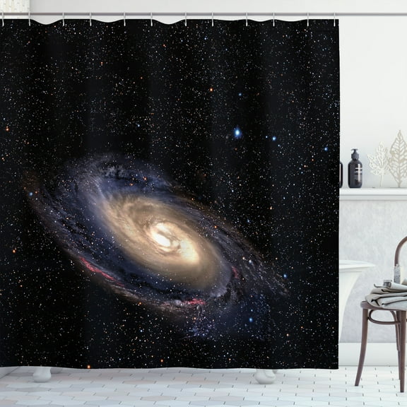 Ambesonne Galaxy Shower Curtain, Spiral Space Universe, 69"Wx70"L, Black Beige Purple