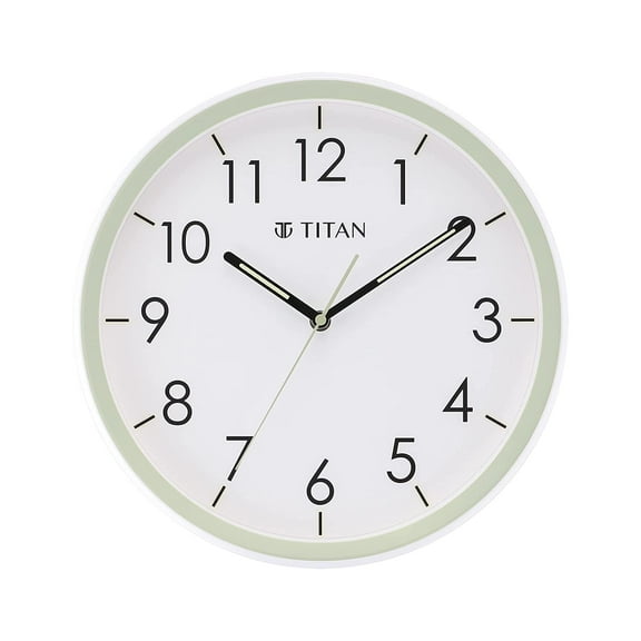 Titan Contemporary Plastic Wall Clock with Lume Hands, (12.79 inch x 12.79 inch, Green)