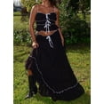 thumbnail image 6 of LMLYSoH Women's 2 Piece Skirt Outfits Sleeveless Ruffle Trim Camisole Long Tie Up Skirt Set, 6 of 9