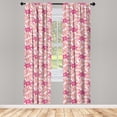 thumbnail image 3 of Pinwheel Curtains 2 Panels Set, Floral Style Curved Lines with Yellow Spots Distressed Effect in Retro Style, Window Drapes for Living Room Bedroom, 56"W X 84"L, Pink and Yellow, by Ambesonne, 3 of 5