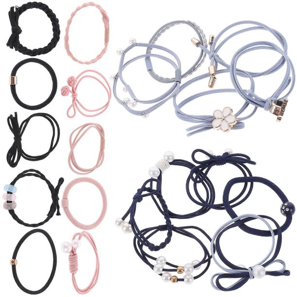 Fashionable Elastic Hair Ties for Women with Assorted Color Rubber Bands for Decoration 24pcs