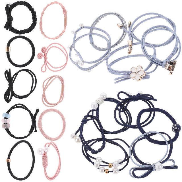 Fashionable Elastic Hair Ties for Women with Assorted Color Rubber Bands for Decoration 24pcs
