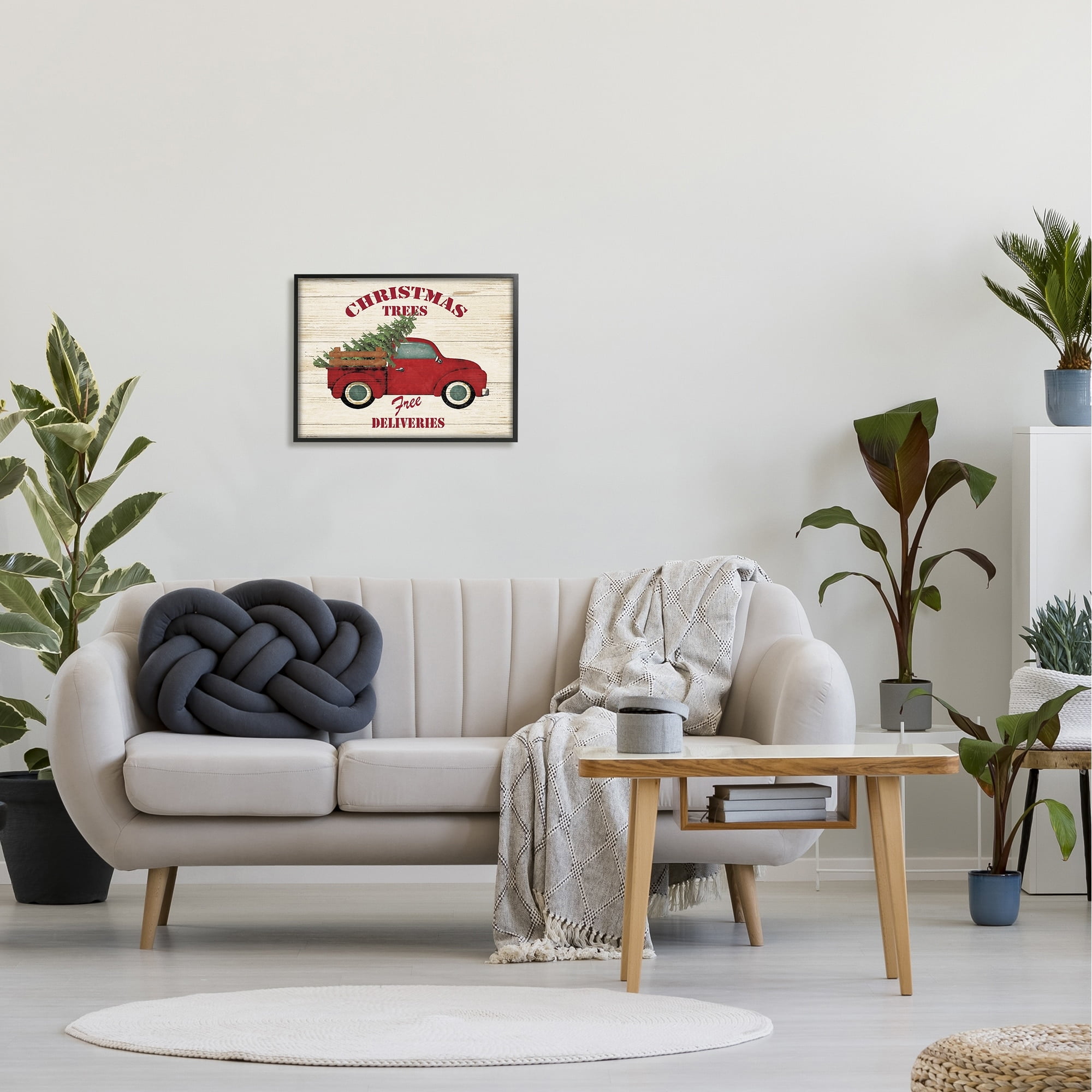 Stupell Merry Christmas Vintage Tree Truck Framed Giclee Texture Art 16 x 20