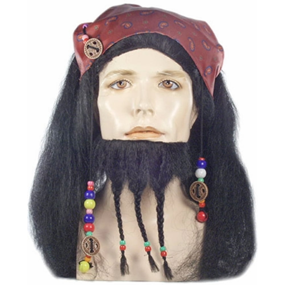 Pirates of the Caribbean Captain Jack Sparrow Cosplay Brown Wig Hat Beard Prop