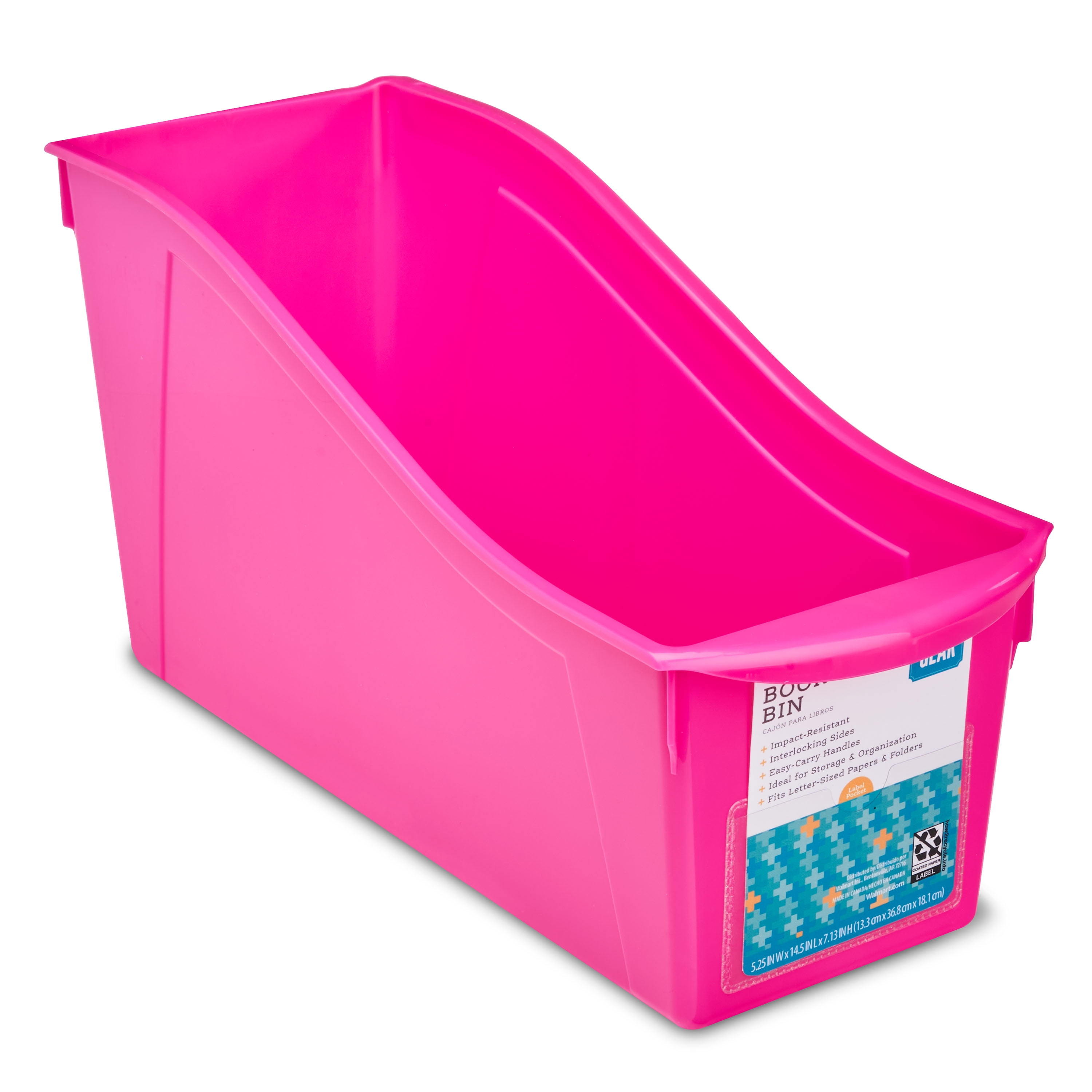 Pen+Gear Plastic Book Bin with Label Pocket, Kids' School Organizer