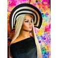 thumbnail image 4 of 2Chique Boutique Women's Color Block Striped Wide Brim Floppy Toyo Straw Sun Hat Black Beige, 4 of 4