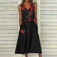 thumbnail image 2 of Enjoytime Summer Dresses for Women Boho Floral Printed Sleevless Summer Dress Button Loose Comfy Seaside Streetwear Women Midi Dresses, 2 of 5
