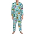 thumbnail image 3 of Naloa World Travel1 Men’s Pajamas Set - Long Sleeve Button Down Sleep Shirt and Pajama Bottoms Sleepwear Set-X-Large, 3 of 7
