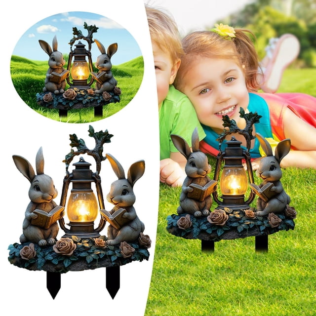 Garden Stake Easter Decoration 2D Acrylic Garden Sign for Outdoor Spring Bunny Theme with Card Slot Functionality