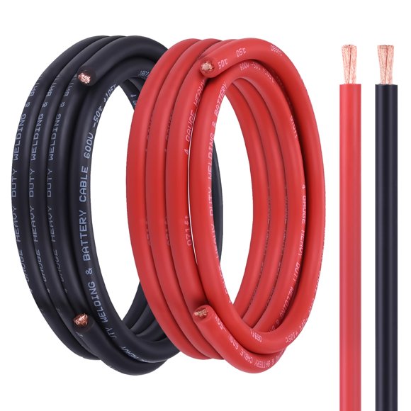 Geosiry 4 Gauge Battery Cable, 15FT Red + 15FT Black 4 AWG Welding Cable, Stranded Oxygen-Free Copper Wire for Automotive, Battery, Solar, Marine and Generator