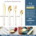 thumbnail image 6 of Gold Silverware Set, 24 Pieces Flatware Set with Silverware Holder, Stainless Steel Knives Forks Spoons Cutlery Set Service for 6, Kitchen Utensil Tableware Set with Pink Handle (White), 6 of 7