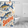 thumbnail image 2 of Yayeee Shower Curtain with Hooks 72"x72" Waterproof Fabric Bathroom Hanging Decor, Blue Sardines Pattern, 2 of 5
