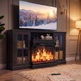thumbnail image 2 of Homall Fireplace TV Stand for TVs up to 65" 3-Sided Glass Modern Media Entertainment Center with Cabniet Storage Adjustable Flame Color Fireplace,Black, 2 of 7
