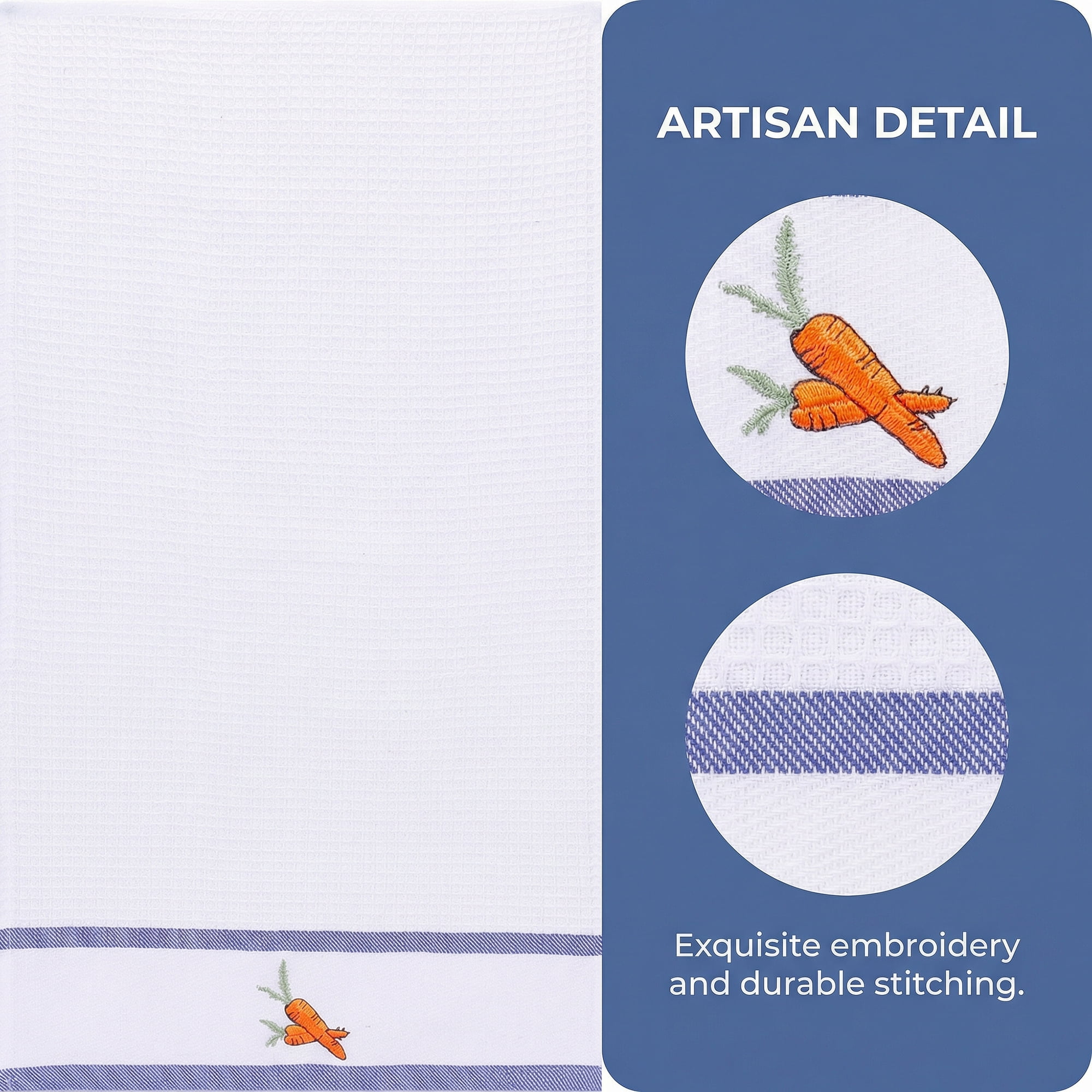 Unique Bargains 2Pcs Cotton Absorbent Fast Drying Dish Towels White Carrots 25" x 15"