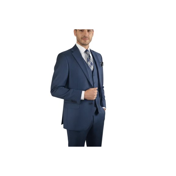 Men Suit BERLUSCONI Turkey 100% Italian Wool Super 180's Vested #Ber1 Navy Blue