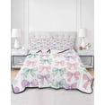 thumbnail image 3 of Pink Purple Teal Twin Size Down Alternative Comforter, Lightweight Comforter Quilt Bedding Set with Pillow Shams Watercolor Bow Farmhouse All Seasons Bed Comforter Duvet Insert 68"x86", 3 of 7