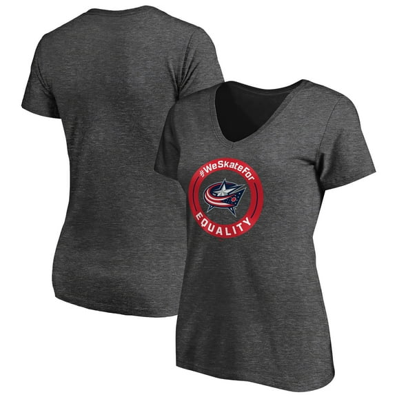 Women's Heather Gray Columbus Blue Jackets #WeSkateFor V-Neck T-Shirt