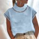 thumbnail image 3 of ICHUANYI Clearance Womens Spring Summer Solid Color Casual High Neck Top Cotton Hollow Out Design Blouses(Blue, XXL) ICHUANYI WER2023081116033, 3 of 6