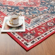 TWINNIS Boho Area Rug Vintage Rug Anti-Slip Persian Carpet for Living Room Bedroom,Red ,4x6