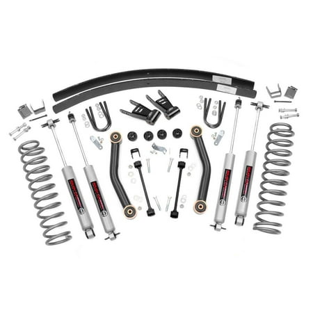 Bronco 4wd Front Lift - Rough Country - 623N2 - 4.5-inch Suspension Lift Kit w/ Premium N3 Shocks for Jeep: 84-01 Cherokee XJ 4WD