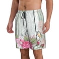 thumbnail image 2 of KLL Vintage Wood with Floral Men's Casual Summer Beach Shorts Hawaiian Shorts with Pockets-X-Large, 2 of 9