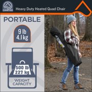 Camp & Go Heavy-Duty Heated Quad Outdoor Camping Chair, Folding Heated Chair with 18 USB Cable, Storage Compartment, and Cup Holder, Black