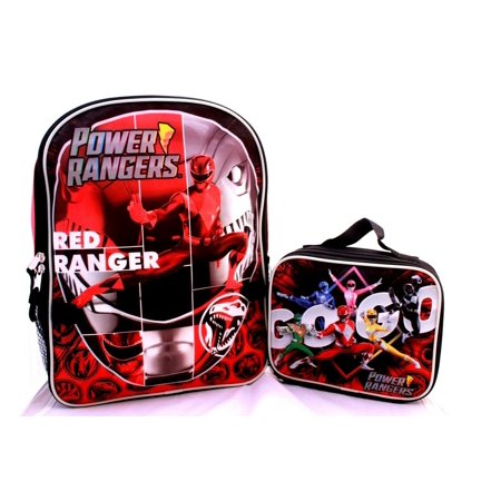 Power Rangers Backpack Bookbag Lunch Box Red Blue Black School Bag Kids Boys