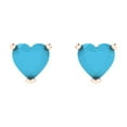 thumbnail image 3 of Clara Pucci 1.5 ct Brilliant Heart Cut Studs VVS1 Genuine Conflict free Blue Turquoise Solid 18K Pink Rose Gold Designer Everyday Earrings Push back, 3 of 5