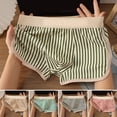 thumbnail image 2 of Men Boxer Underwear Mid-rise Elastic Waist Shorts Briefs U-Convex Design Striped Print Breathable Panties, 2 of 7